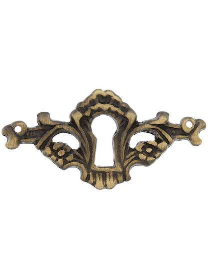 Cast Brass Victorian Cabinet Keyhole Cover in Antique Brass.